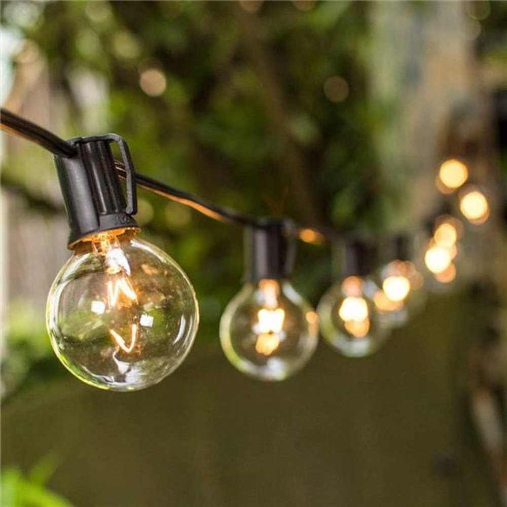 Outdoor String Lights 25Ft Globe Patio Lighting Waterproof G40 Bulbs for Outside